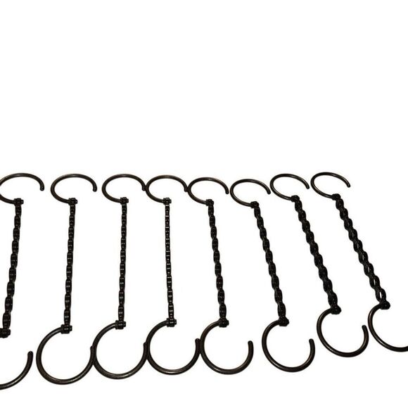 9 Space Saving Organizer Horizontal Black Open Ended Clothes Hangers - Picture 1 of 7